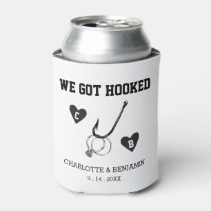 Enfriador De Latas Personalizado Blanco y Negro, tenemos Boda enganch