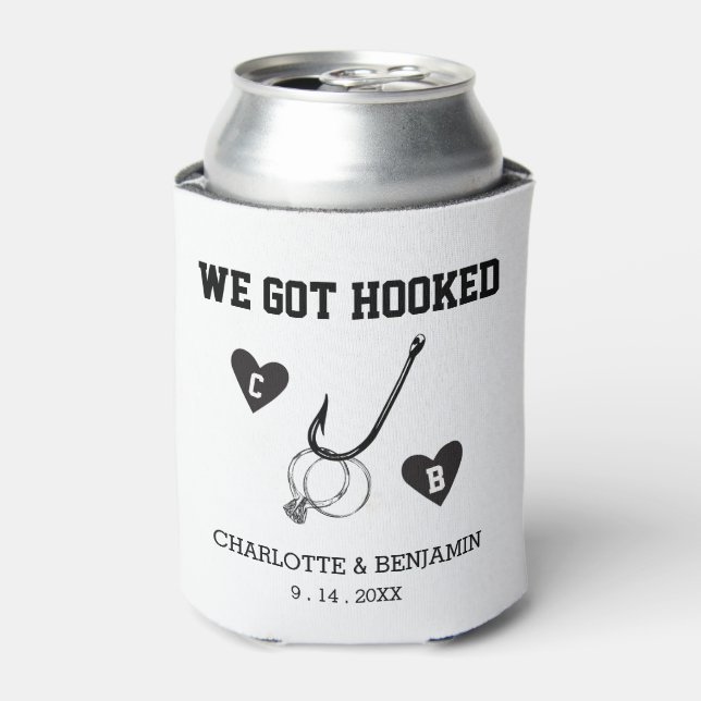 Enfriador De Latas Personalizado Blanco y Negro, tenemos Boda enganch (Lata Anverso)