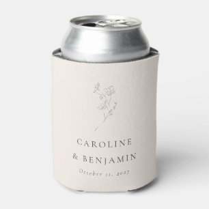 Enfriador De Latas Personalizado Boda de arte de la línea floral de E