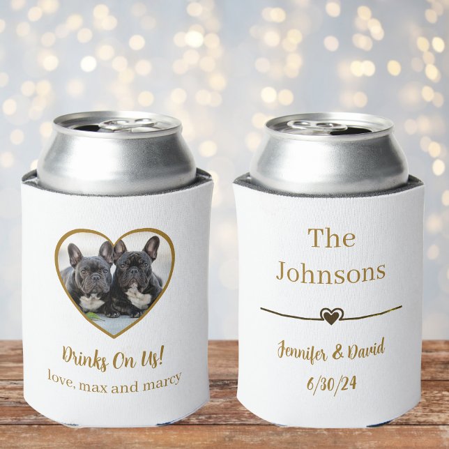 Enfriador De Latas Personalizado Boda de fotografía de perro con cora (Subido por el creador)