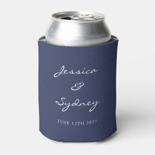 Enfriador De Latas Personalizado Boda de guión azul de la Marina mini