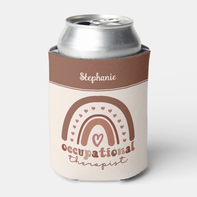 Enfriador De Latas Personalizado Boho Arcoiris contra terapeuta ocupa (Lata Anverso)