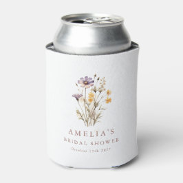 Enfriador De Latas Personalizado Boho Purple Wildflowers Bridal Showe