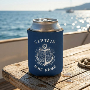 Enfriador De Latas Personalizado Capitán Náutico Nombre del Barco Anc