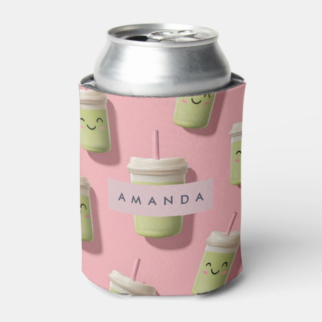 Enfriador De Latas Personalizado Cute Kawaii Pastel Smoothie Matcha (Lata Anverso)