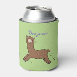 Enfriador De Latas Personalizado de alpaca marrón feliz