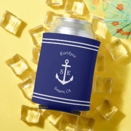Enfriador De Latas Personalizado de Ancla Náutica (azul)