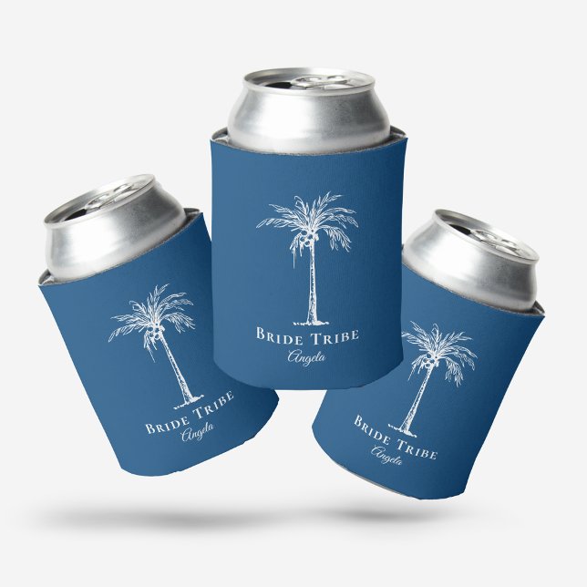 Enfriador De Latas Personalizado de árbol de palmas blancas azules de (Subido por el creador)