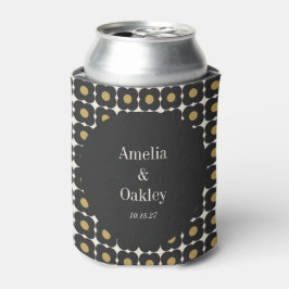 Enfriador De Latas Personalizado de Boda floral de oro negro de media