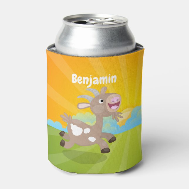 Enfriador De Latas Personalizado de cabra alegre (Lata Anverso)