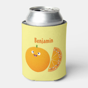 Enfriador De Latas Personalizado de cítricos de feliz naranja