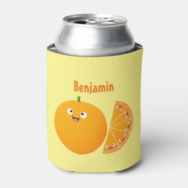 Enfriador De Latas Personalizado de cítricos de feliz naranja (Lata Anverso)
