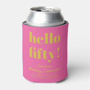 Enfriador De Latas Personalizado de cumpleaños 50 años, negrita y ros