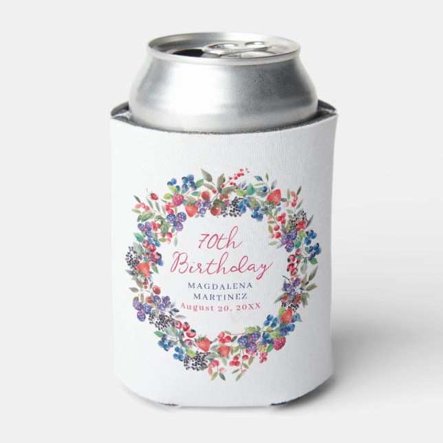 Enfriador De Latas Personalizado de cumpleaños 70 de verano del Boho  (Lata Anverso)