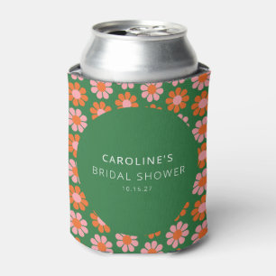 Enfriador De Latas Personalizado de ducha de novia con flores de retr