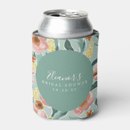Enfriador De Latas Personalizado de ducha de novia con guión floral r