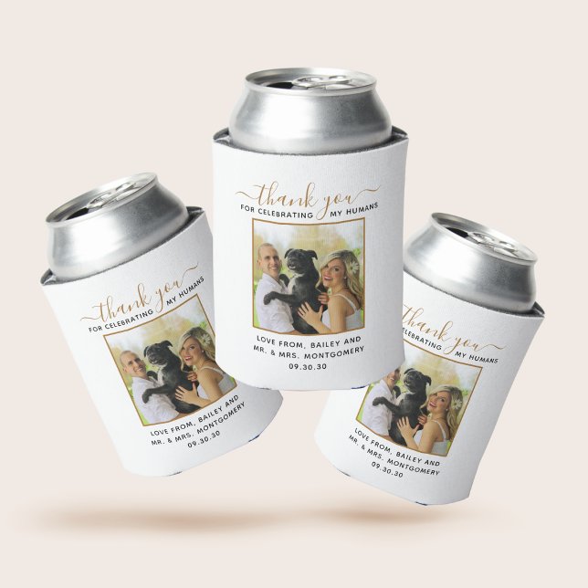 Enfriador De Latas Personalizado de escritura moderna Mascota Boda fo (Subido por el creador)