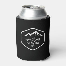 Enfriador De Latas Personalizado de esquí de vintage texto a ambos l