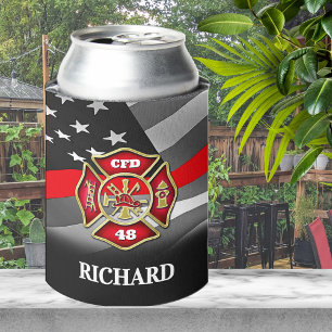 Enfriador De Latas Personalizado de la línea roja delgada