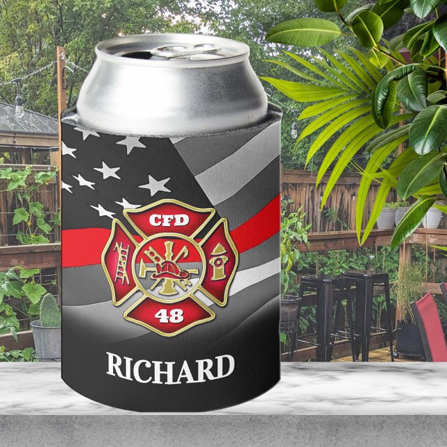 Enfriador De Latas Personalizado de la línea roja delgada (Subido por el creador)