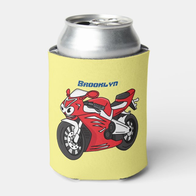 Enfriador De Latas Personalizado de motocicleta roja (Lata Anverso)