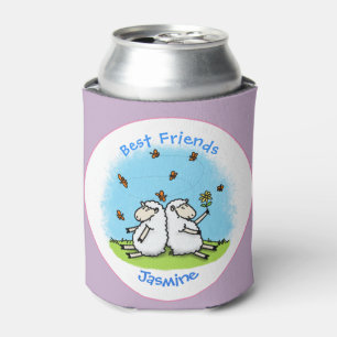 Enfriador De Latas Personalizado de ovejas y mariposas