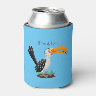Enfriador De Latas Personalizado de pájaro safari de buey amarillo di