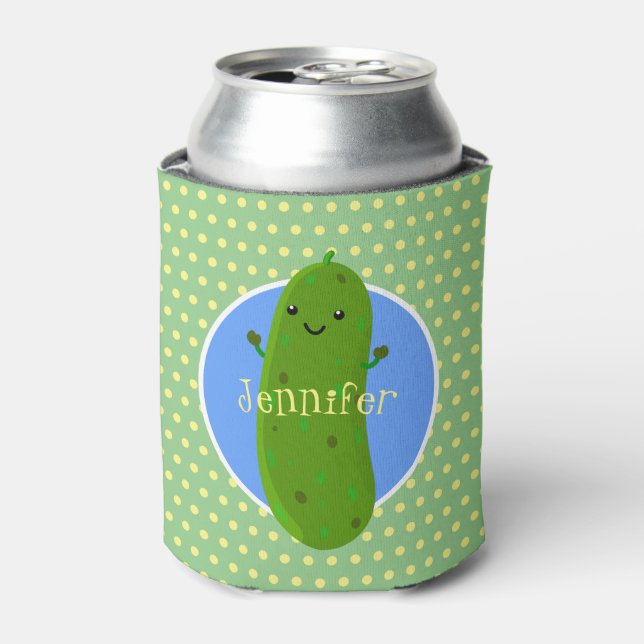 Enfriador De Latas Personalizado de pepino verde suave ilustracion (Lata Anverso)