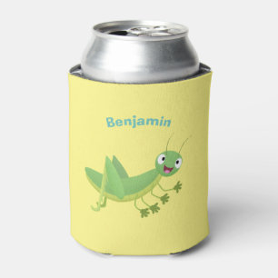 Enfriador De Latas Personalizado de saltamontes alegre verde