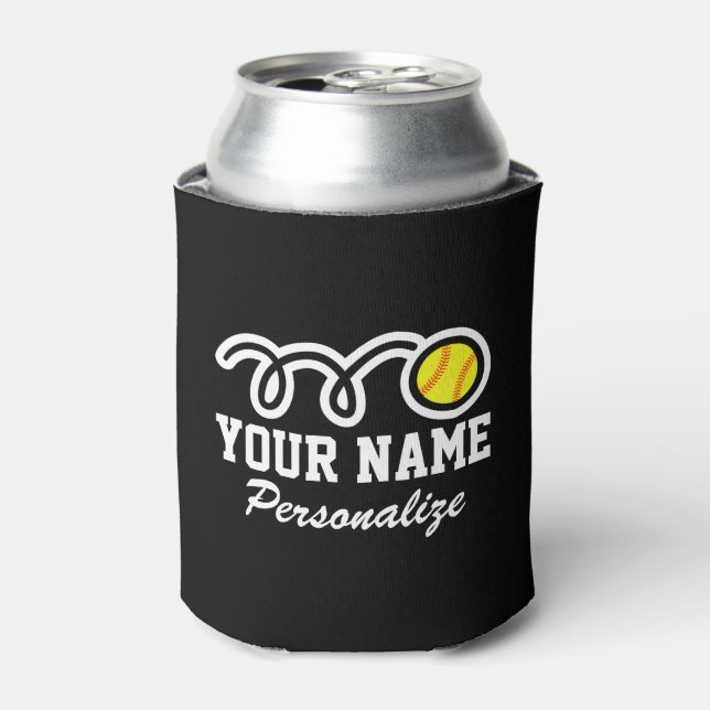 Enfriador De Latas Personalizado de softball lindo nombre personaliza (Lata Anverso)