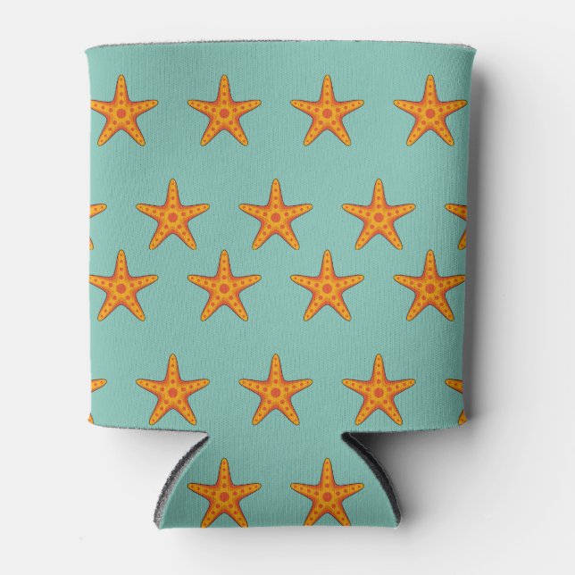 Enfriador De Latas Personalizado de Starfish Naranja Cute (Anverso)