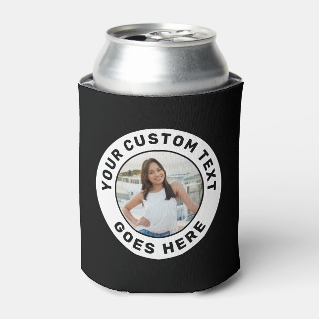 Enfriador De Latas Personalizado de texto y foto personalizado (Lata Anverso)