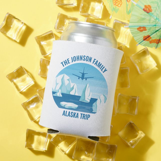 Enfriador De Latas Personalizado de vacaciones de familia Alaska Glac (Verano in situ)