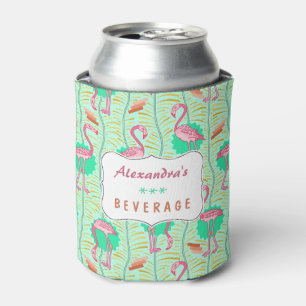 Enfriador De Latas Personalizado de verano del patrón de helecho de f