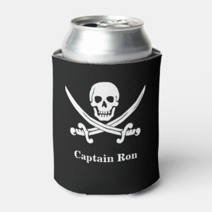 Enfriador De Latas Personalizado del Capitán del Pirata Jolly Rogers