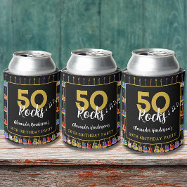 Enfriador De Latas Personalizado del partido de cumpleaños 50 Rock an