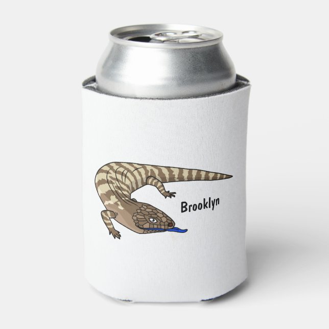 Enfriador De Latas Personalizado del reptil de lagarto de lengua azul (Lata Anverso)