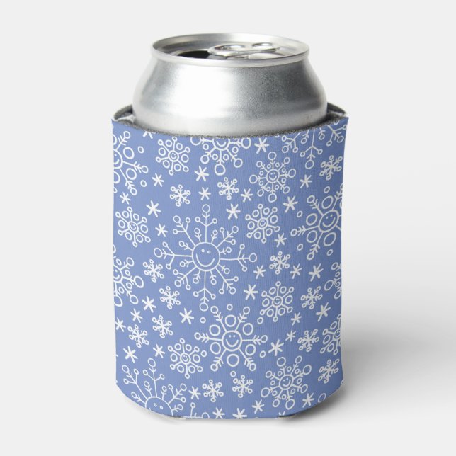 Enfriador De Latas Personalizado Doodle Winter Snowflakes (Lata Anverso)