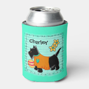 Enfriador De Latas Personalizado el nombre de perro de Black Scottie
