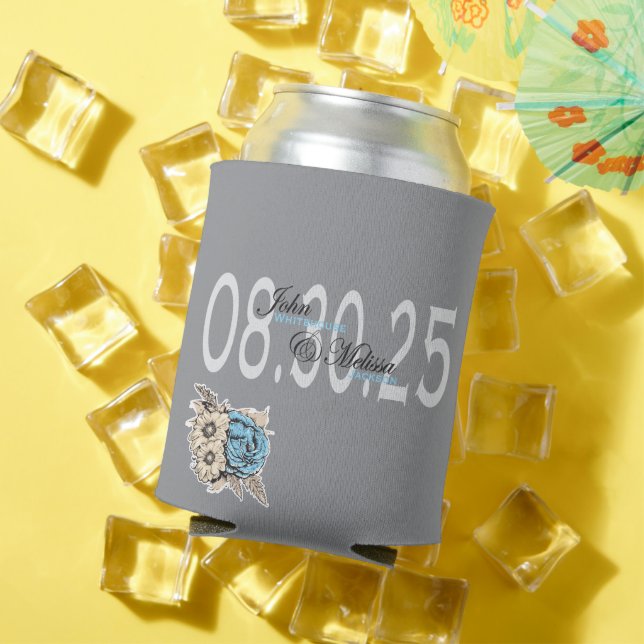 Enfriador De Latas Personalizado Elegant Wedding Day Favor (Verano in situ)