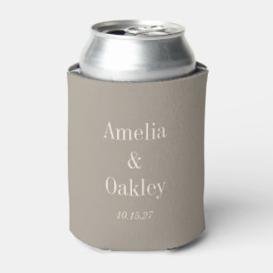 Enfriador De Latas Personalizado elegante de bodas de Taupe Brown min