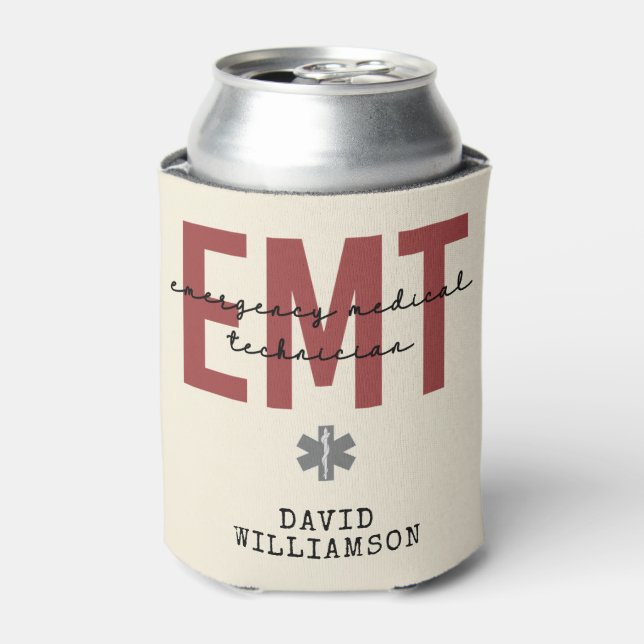 Enfriador De Latas Personalizado EMT Equipo médico de emergencia (Lata Anverso)