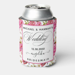 Enfriador De Latas Personalizado entero de flores rosas de Rubor Ento
