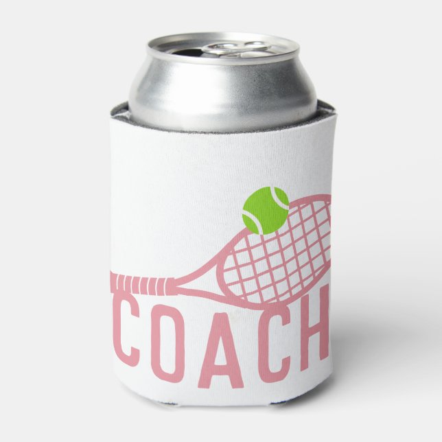 Enfriador De Latas Personalizado entrenador de tenis rosado texto al  (Lata Anverso)