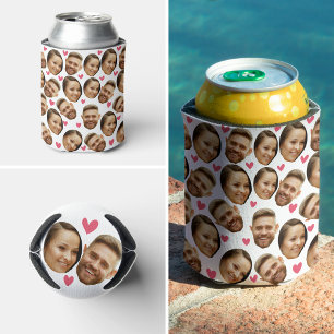 Enfriador De Latas Personalizado Face Picture Heart Funny Parple Patt