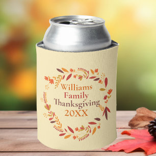 Enfriador De Latas Personalizado Familia Fiesta de Acción de Gracias