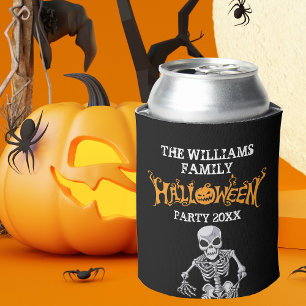 Enfriador De Latas Personalizado Familia Halloween Fiesta anual Skele