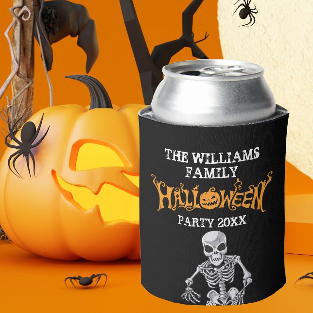Enfriador De Latas Personalizado Familia Halloween Fiesta anual Skele (Subido por el creador)