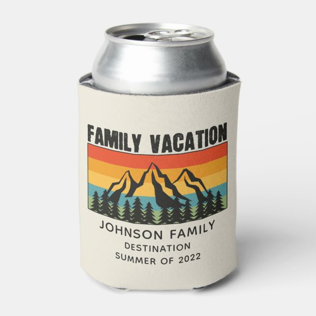 Enfriador De Latas Personalizado Familia Vacaciones Montañas Senderis (Lata Anverso)