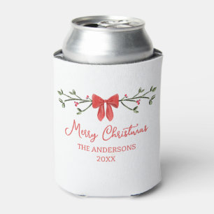 Enfriador De Latas Personalizado Feliz Navidad Coquette Bow Trendy